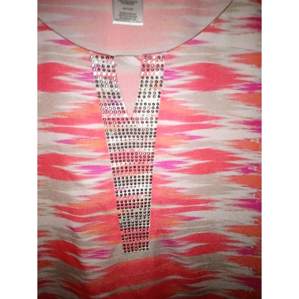 Womens Valerie Stevens Pink Brown Poncho Style Top Size XL EUC - Picture 2 of 7